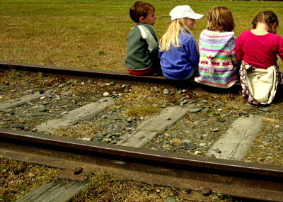 Sitting on the railroad tracks